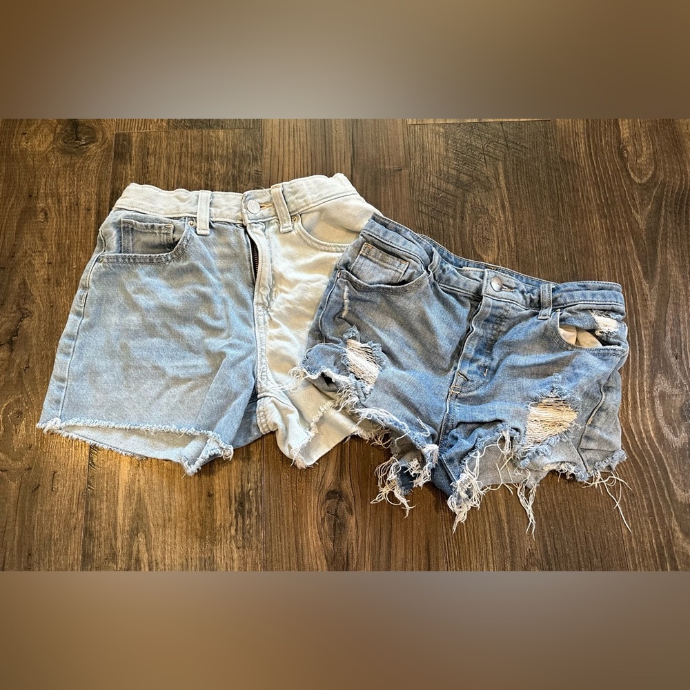 GUC 2 Pair Girl's Denim Shorts, Old Navy & tgla Distressed Raw Hem, Size: 14